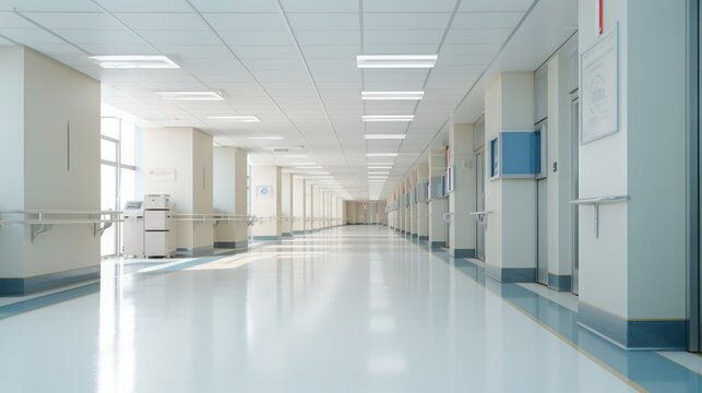Empty Modern Hospital Corridor