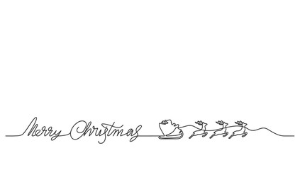 christmas greeting card, santa claus and merry christmas letter line art vector