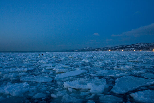Pack-ice for the coast of Hokkaido Japan, Pakijs voor de kust van Hokkaido Japan