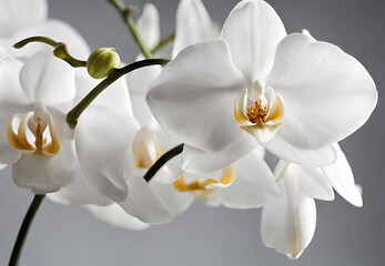 Naklejka na ściany i meble white orchid on black background, white orchid isolated on black, white orchid flower