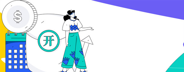 Use red envelopes to attract new customers and promote activity. Flat vector character concept illustration
