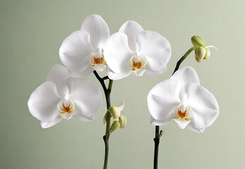 Naklejka na ściany i meble white orchid on a black background, white orchid phalaenopsis, white orchid flower