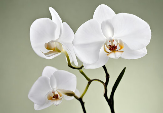 white orchid isolated on black, white orchid isolated on white, white orchid flower