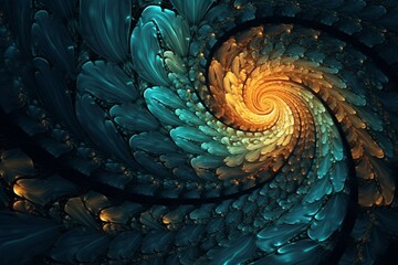 Artistic pattern comprising swirling waves in a fractal structure. Generative AI