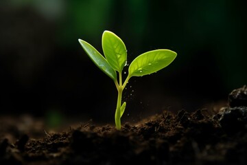 Emerging green sprout signifies growth and development. Generative AI