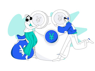 Use red envelopes to attract new customers and promote activity. Flat vector character concept illustration
