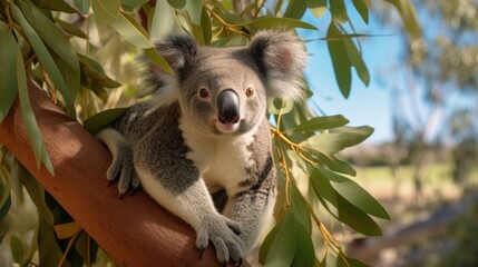 Fototapeta premium Koala on eucalyptus tree