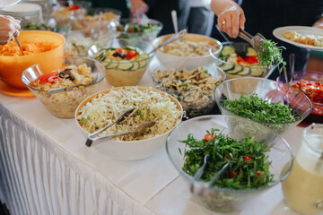 Delicious salad buffet at a wedding reception