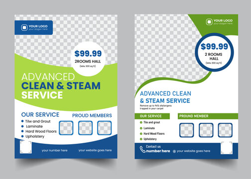 Modern Vector Creative Cleaning Service Flyer, House Cleaning Flier, Home Service Template, Pool, Roof Cleaning Poster, Office Cleaning Brochure Commercial  Service Flyer Design In Illustrator