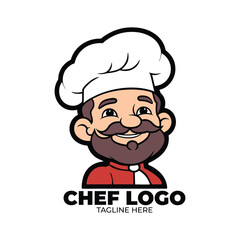 Chef cook master cartoon mascot emblem logo illustration