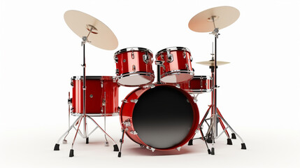 Fototapeta na wymiar Isolated set equipment instrument white kit musical cymbal percussion drum