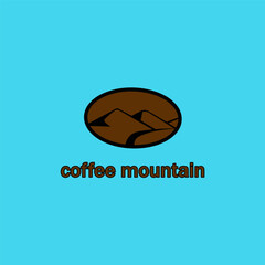 mountain coffee logo, the logo forms coffee beans with a mountain texture, to give the impression of delicious mountain coffee flat design vector