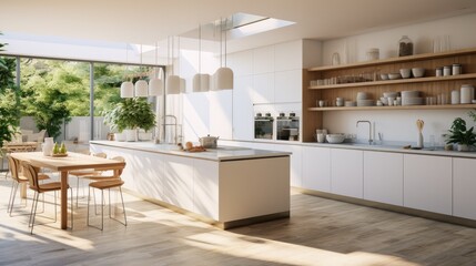 Modern white kitchen in luxury home