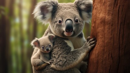 Obraz premium Baby Koala With Mom