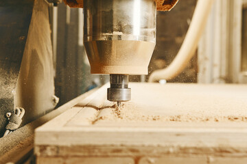 CNC router machine creates a layout of the shelf complex.