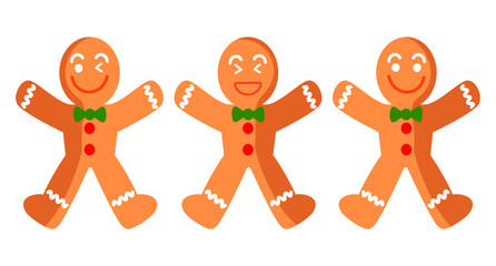 gingerbread people, funny and smiling gingerbread, transparent  - obrazy, fototapety, plakaty