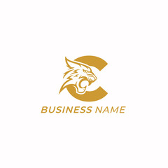 Obraz premium design logo creative letter C and tiger