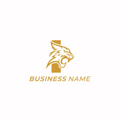 design logo creative letter I and tiger roar