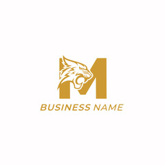design logo creative letter M and tiger head