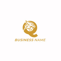 design logo creative letter Q and head tiger