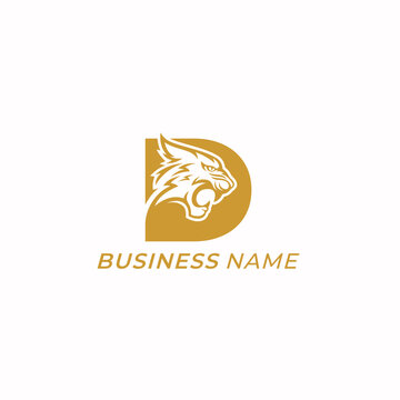 design logo creative tiger and letter D