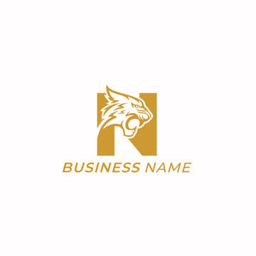 design logo combine letter N and tiger