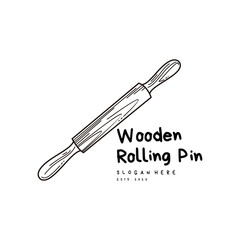 Wooden Rolling Pin Retro Vintage Line Art Logo Design