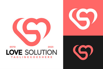 Letter S Love Solution Logo design vector symbol icon illustration