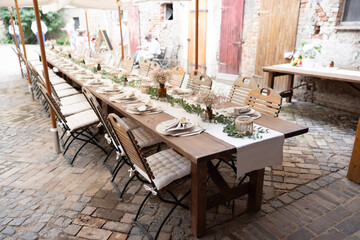 Beautiful table decoration at barn wedding