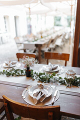Beautiful table decoration at barn wedding