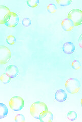 背景素材_水彩_シャボン玉_空