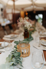 Beautiful table decoration at barn wedding