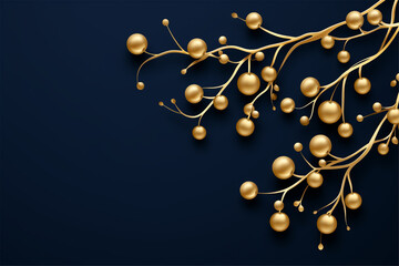 merry christmas wallpaper 2024 with golden decorations and branches on a luxury background