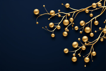 Obraz premium merry christmas wallpaper 2024 with golden decorations and branches on a luxury background
