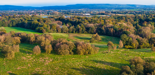 Aerial photo of Heaton Park, Manchester taken an early October morning 