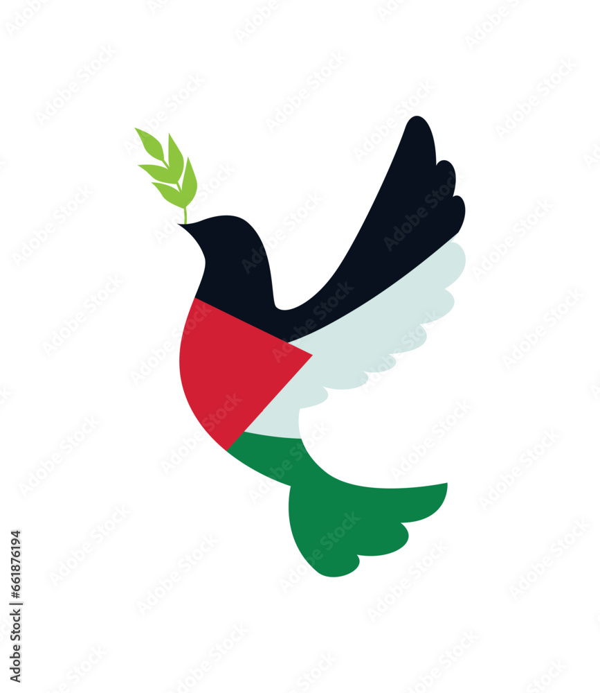 Poster palestine flag in peace dove