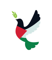 palestine flag in peace dove