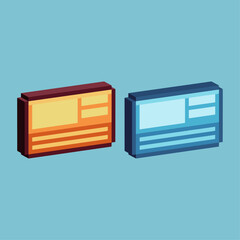 Isometric Pixel art 3d of id card for items asset.Id card on pixelated style.8bits perfect for game asset or design asset element for your game design asset.