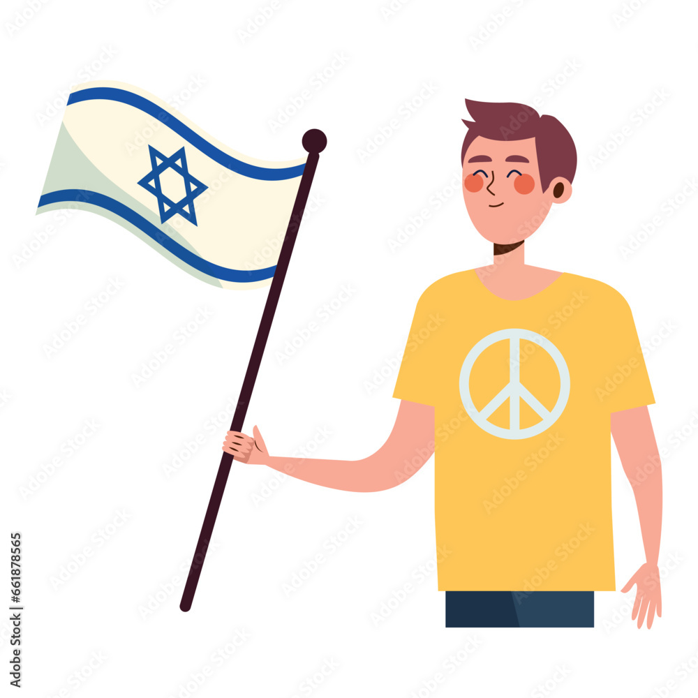 Canvas Prints israel flag with pacifist man waving