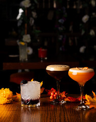 Blachberry Patch (Hocus Pocus), Expresso Martini, Orange Martini.
