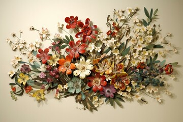 A floral artwork depicted on a plain backdrop. Generative AI