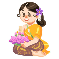 Obraz na płótnie Canvas Thai girl loy Krathong