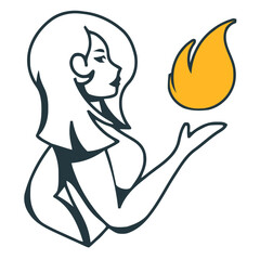silhouette of a woman with a fire
