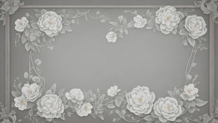 Silver frame with floral decoration and empty space