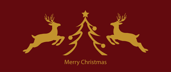 Christmas background. Christmas deer, Greeting card, banner, poster, holiday cover, header
