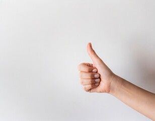 Isolated images of one hand thumbs up and close finger symbol of best, good job, like, agree in white background and copy space area