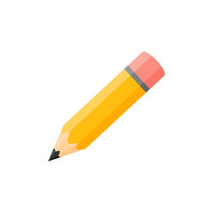 wooden pencil flat design vector illustration isolated on white background. vector education illustration, stationery drawing tool isolated - sketch sign symbol
