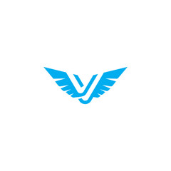 elegant letter V logo With wings
