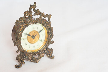 Antique Edwardian Clock Angled Isolated Left