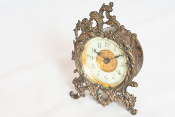 Antique Edwardian Clock Angled Isolated Right 